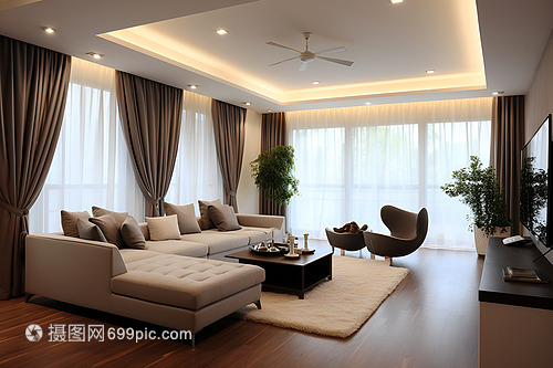 住宅室内装饰装修 沙发与窗帘的搭配艺术
